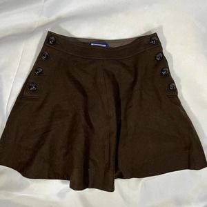 Tan/ Brown Burberry Pleated Mini Skirt with Cute Button Detailing Size XS/S